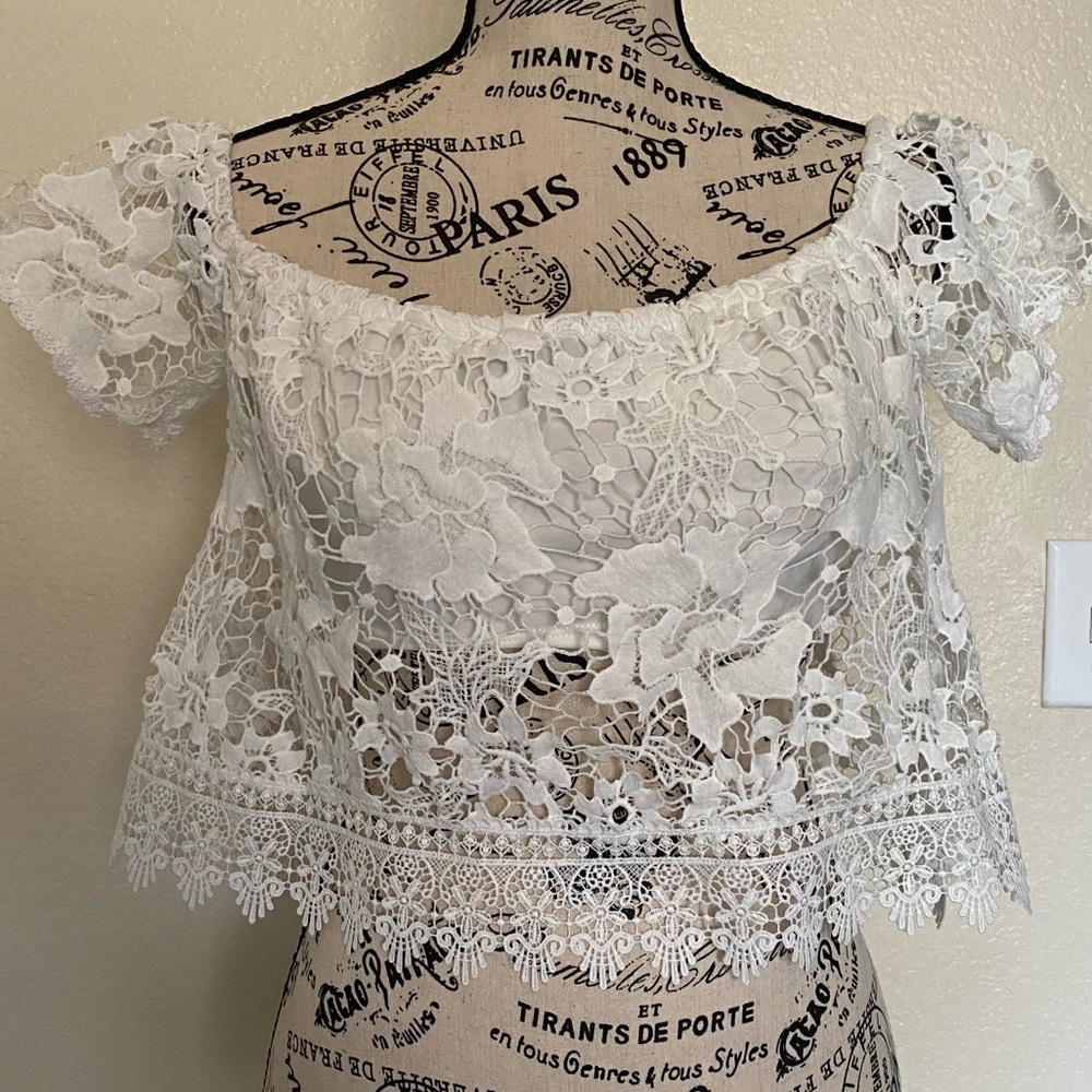 off the shoulder crop top.